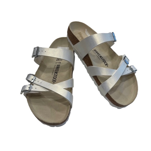 Birkenstock Franca Woman’s Sandals Slides Croc Embossed White US 10-10.5 EU 41 - Picture 2 of 9